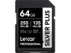 LEXAR SDcard 64GB SILVER PLUS SDXC UHS-I 64GB W 135MB/s R 255MB/s LSDSIPL064G-BNNNG LEXAR SDcard 64GB SILVER PLUS SDXC UHS-I 64GB W 135MB/s R 255MB/s LSDSIPL064G-BNNNG